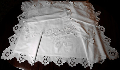 Linen Bed Set With Scalloped Edges & Returns - Sheet 2M10 X 2M80 + 2 Pillowcases