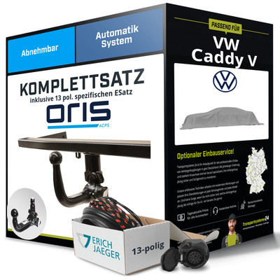 Anhängerkupplung ORIS abnehmbar für VW Caddy V +E-Satz Set