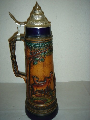 Paire de chope à bière vintage en céramique d'art Gerz west germany