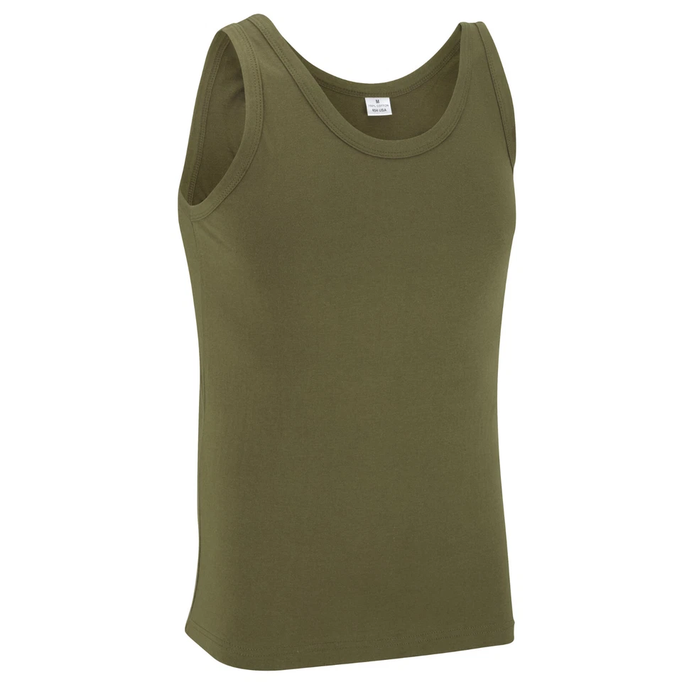 Army Vest Military Combat US Singlet Sleeveless Fancy Dress Tank Top Olive Green — 第 2/4 张图片