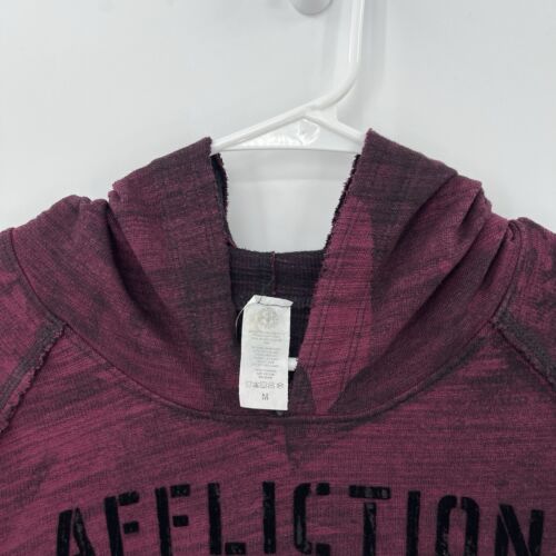 Felpa con cappuccio uomo New Affliction Art Of War bordeaux grafica reversibile grunge y2k-M - Foto 7 di 20