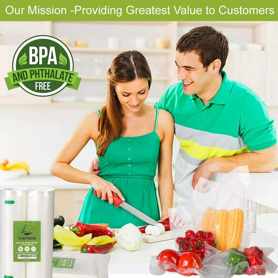 Universal 12 Rolls Food Bags 11"X50' FoodSaver Embossed Vacuum Sealer Bags 4mil Foto 2 de 4