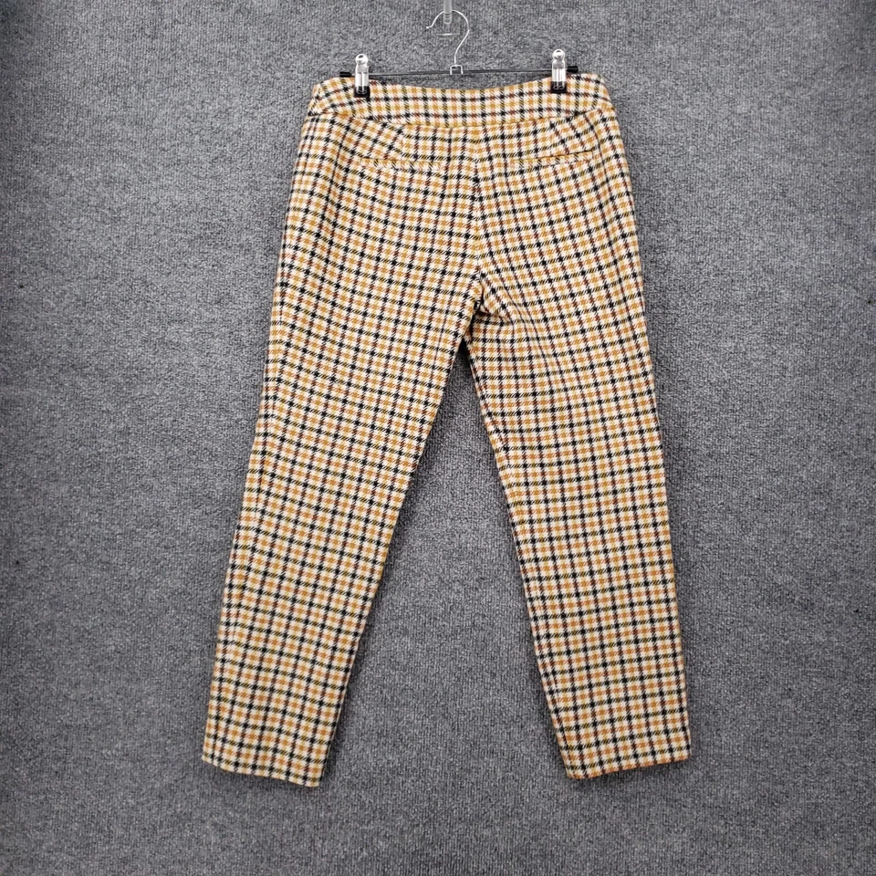 Calça social feminina Talbots 2P pequena amarela xadrez ajuste assinatura lã mistura forrada - Imagem 2 de 4
