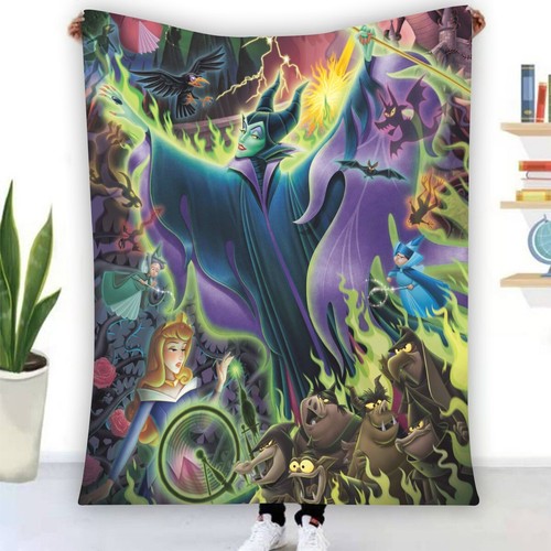 Disney Maleficent Villains Soft Warm Single-Side Printing Flannel Fleece Blanket - Picture 2 of 3