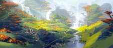 Landscape art drawing painting environment mountains Custom Gaming Mat Desk