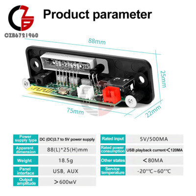 Module Audio MP3 Bluetooth 12V - Décodeur FM AUX USB Pour Voiture, Modèle USB5830