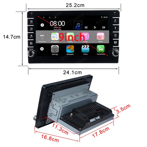 9''1Din 2+64G Android 12 Car Radio Stereo Carplay Auto Link BT WiFi GPS FM+Cam - Picture 13 of 17