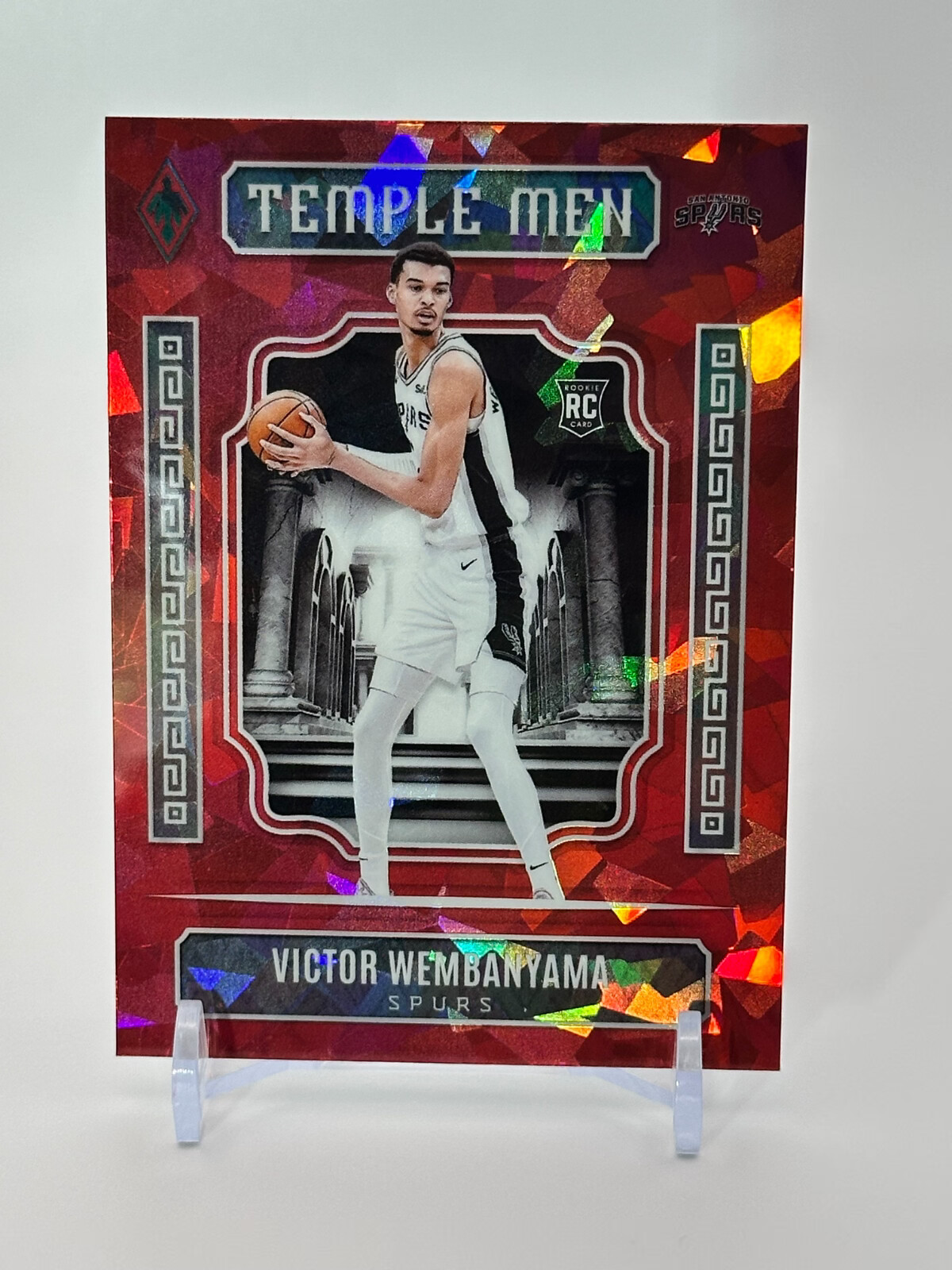 2023-24 Panini Phoenix - Victor Wembanyama Temple Men Red Ice Rookie RC #7 Spurs