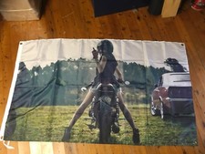 Aussie biker chick live to ride POSTER banner MAN CAVE wall hanging home decor 