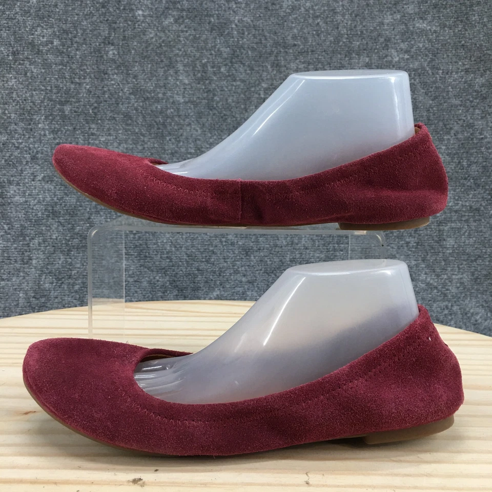 Zapatos planos de ballet Lucky Brand para mujer 7,5 M Erin sin cordones borgoña gamuza informales Foto 2 de 4
