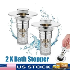 2x Bathroom Sink Stopper Hair Catcher Bathroom Pop Up Sink Strainer Drain Filter