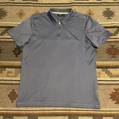 Adidas Porsche Design Polo Shirt Mens Large Blue 1/4 Zip Short Sleeve Golf B2