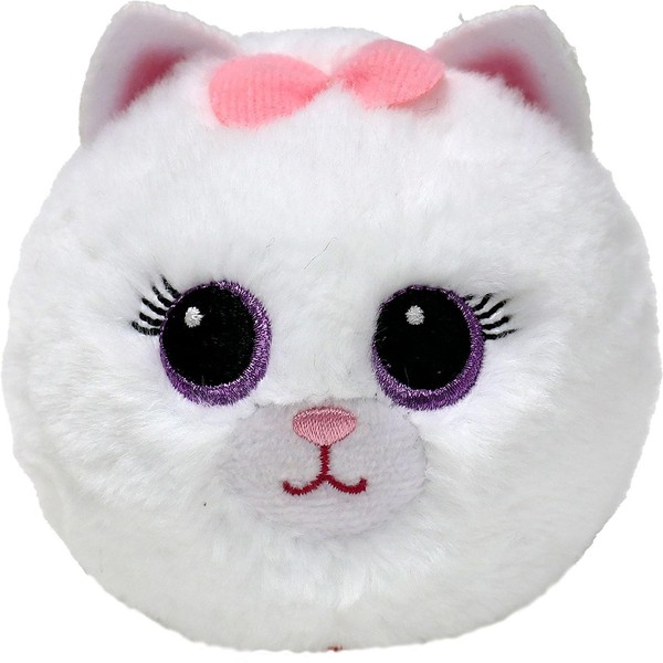 TY Purdy Cat Bouncer Plush – Soft White Kitty Stuffed Toy With Pink Bow & Embroi-image