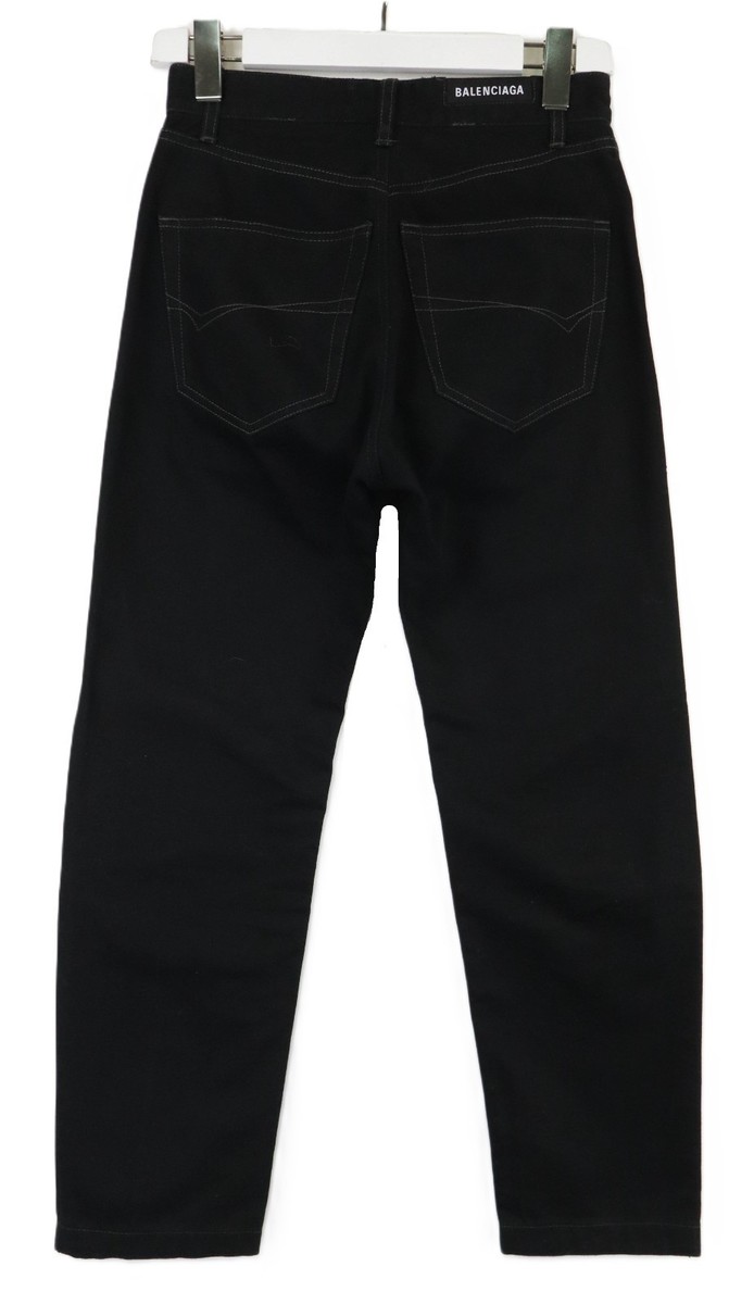 BALENCIAGA ブラック ジーンズ ユニセックス BALENCIAGA Jeans Unisex W26 Button Fly Black Straight Leg Regular