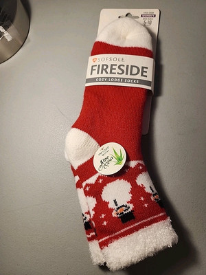 Sofsole Fireside Cozy Lodge  Socks women 5-10 infused aloe vera- Anti slip crew 