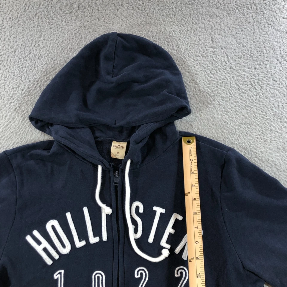 hollister suéter para hombre M negro hechizo cremallera completa bolsillos con capucha Y2K Foto 4 de 4