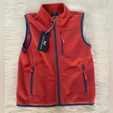 NEW w/Tag-VINEYARD VINES Pink w/Blue Trim Grid Fleece Vest 6