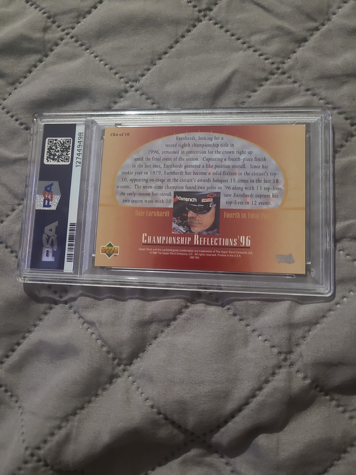 1997 Upper Deck Victory Circle Dale Earnhardt Championship Reflections PSA 8 view 9