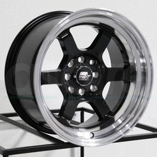 15x8 Mst Time Attack 4x1004x114.3 0 Black Machined Lip Wheels Rims Set4 73.1
