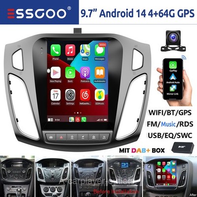 Für Ford Focus MK3 12-18 DAB+ 9.7'' CarPlay Android 14 Autoradio GPS RDS 4GB+64GB