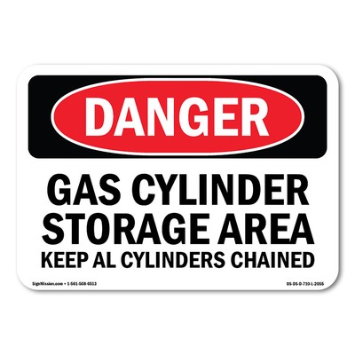 Gas Cylinder Storage Area Keep All Cylinders ANSI Danger Sign Metal Plastic