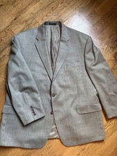 Lauren Ralph Lauren Men  s Silk/Wool Blend Blazer Beige Plaid Sz 50R Preppy