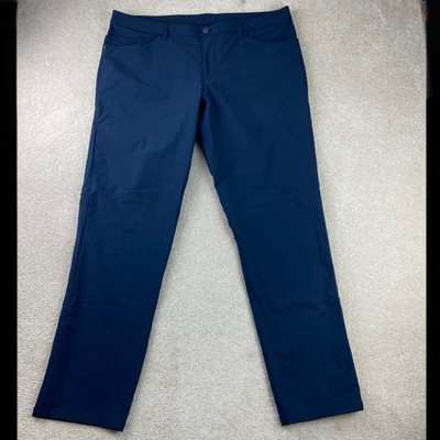 Lululemon Commission Pants Mens 40 Navy Blue Warpstreme Slim Straight Trousers