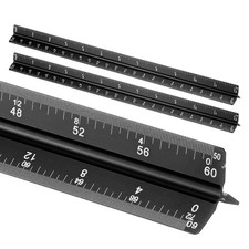 2 Pcs 12 Inch Imperial Architectural Triangular Scale Ruler Large Scale, Black