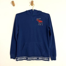 Abercrombie  Fitch Navy Blue Hoodie Embroidered Moose Logo Kids 15/16 Y2K 90s