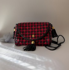 Authentic Bally Shoulder bag Red Black Leather From Japan 01056