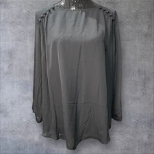 NWT! FORTUNE + IVY Dondria Mixed Material Blouse Tunic Black Size XL X-Large