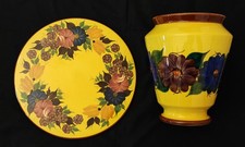 Piatto e Vaso Anni '30/'40 -Galvani Pordenone-  Ceramica Smaltata "Millefiori" 