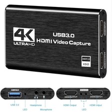 4K HDMI Capture Card for Streaming, Full HD 1080P 60FPS USB Cam Link Game Audio