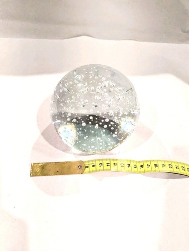Vintage Paperweight Clear Art Glass Orb Sphere Controlled Bubbles Lead Crystal? - Picture 12 of 12