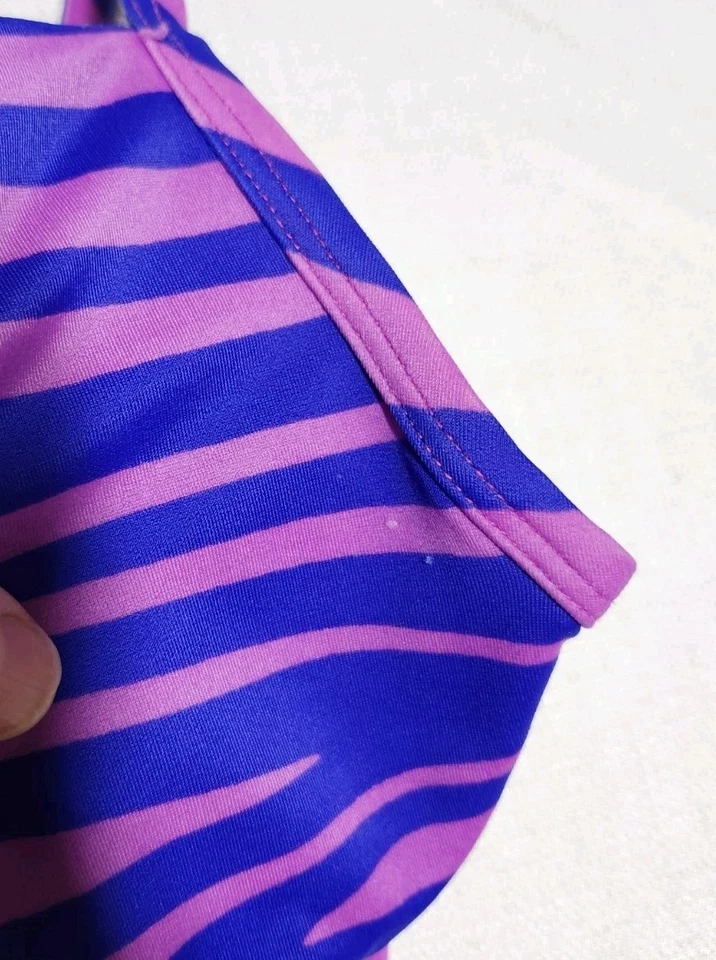 Camiseta Tankini Victoria's Secret Mujer 34 D Púrpura Azul Cebra Rayas Push Up Natación Foto 3 de 4
