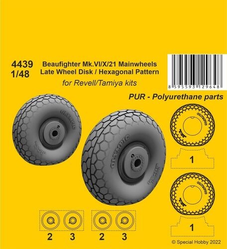 Cmk 129-4439 - 1:48 Beufighter Mk.VI/X/21 Mainwheels - Late Wheel Disk