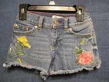 Jordache Girl's Embroidered Denim Shorts with Raw Hem Sz. 7