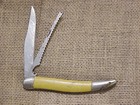 Vintage 624 Sabre 2 Blade Fish Scaler Pocket Knife Yellow Handle — photo 6