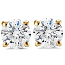 1 ct TDW Diamond Studs 14K Yellow Gold Lab Grown Screw Back Earrings