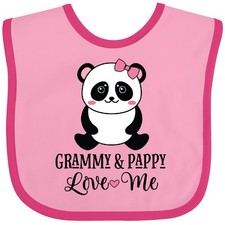 Inktastic Grammy And Pappy Girl Grandchild Panda Baby Bib Girls Clothes Clothing