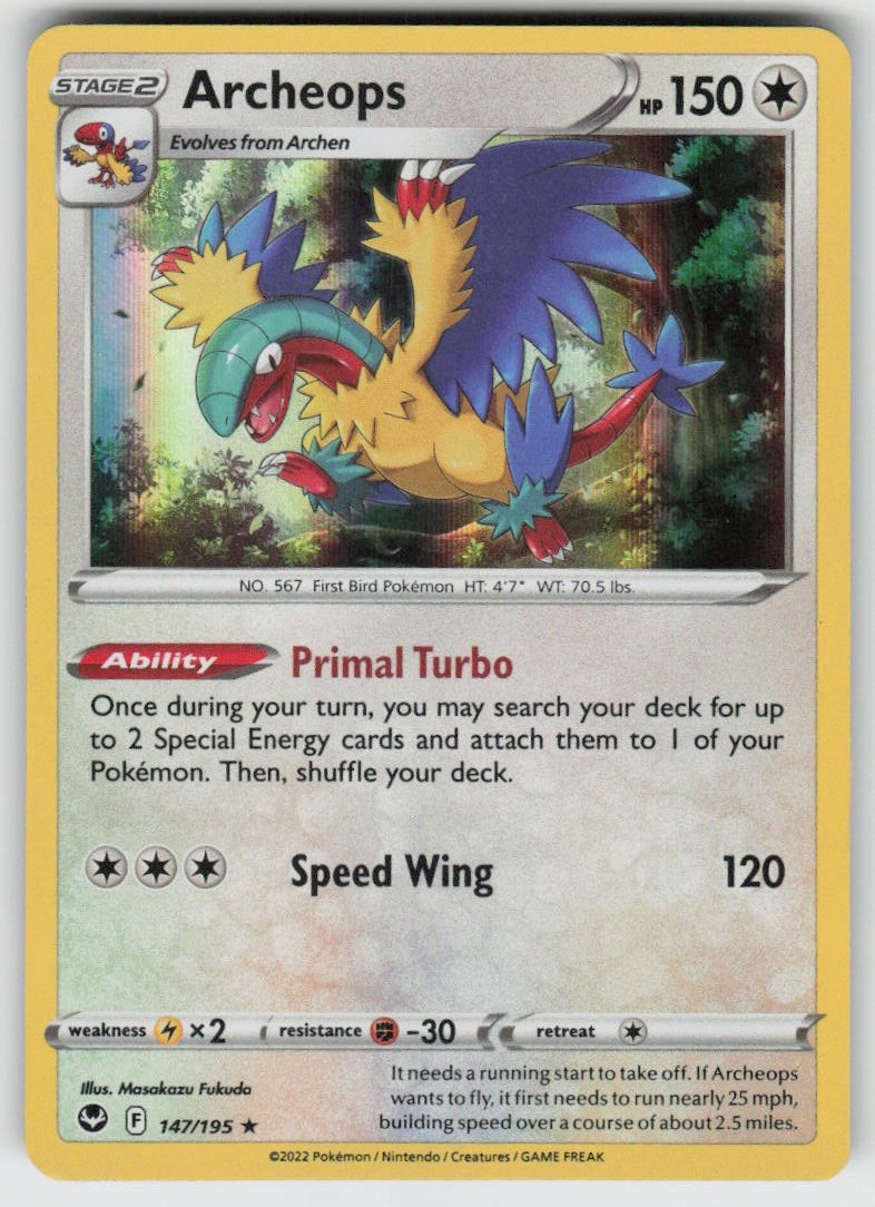 Holo Archeops 147/195 Holo Rare SWSH12: Silver Tempest