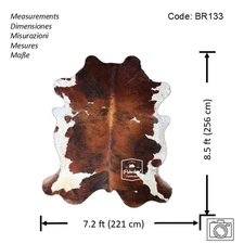 Cowhide Rug Tricolor High Quality Hair on Hide Size: X-Jumbo(XXL)BR133