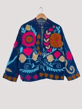 Bohemian Authentic Embroidered Coat Festival  Suzani Textile Jacket Boho Chic