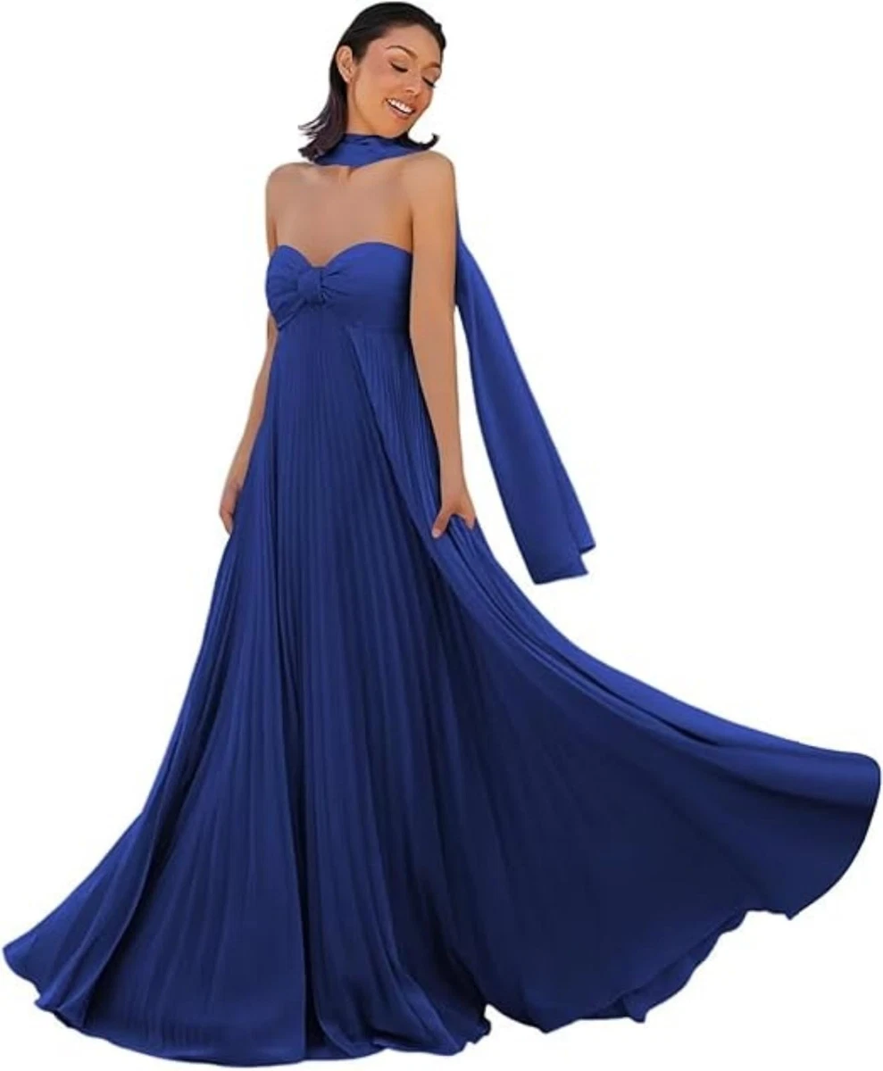 royal blue chiffon bridesmaid dress products for sale | eBay UK