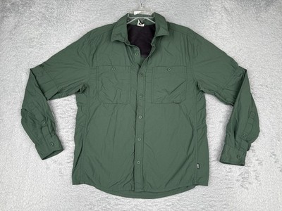 REI Co-op Shirt Mens Medium Green Long Sleeve Fishing Button Up Nylon Outdoor