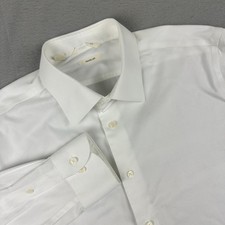 SuitSupply men Dress Shirt 17 3/4 45 Slim Fit Traveller Long Sleeve White Button