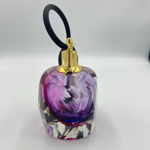 Vintage Murano Glass Perfume Bottle Atomizer Pink Purple Gold Hand Blown Italy - Picture 2 of 11