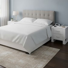 White Bedside Table Set of 2 Two Drawers Modern Nightstand with Handles