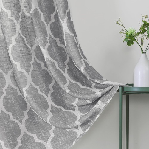 Linen Semi Sheer Curtains 63 Inches Long 2 Panels for Bedroom Living Room Gre... - Picture 7 of 8