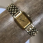 Vintage Seiko Women V400-5498 Dress Gold Tone Rectangular Quartz 17mm Watch 7"